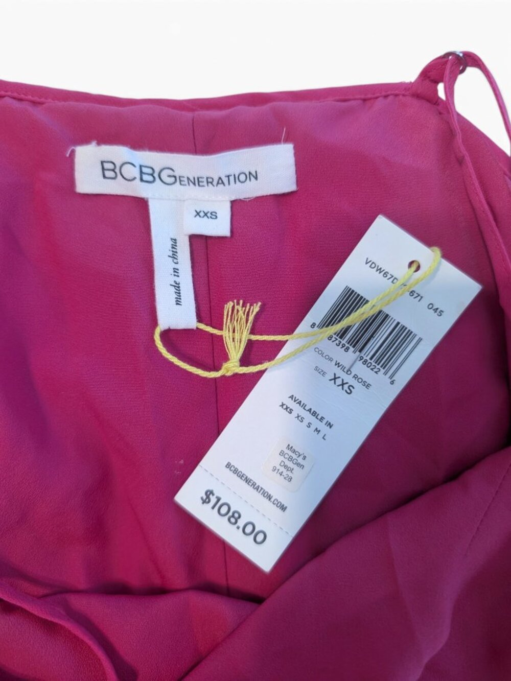 BCBG Pleated Tiered Cami Mini Dress Size XXS Magenta NWT - Picture 3 of 7